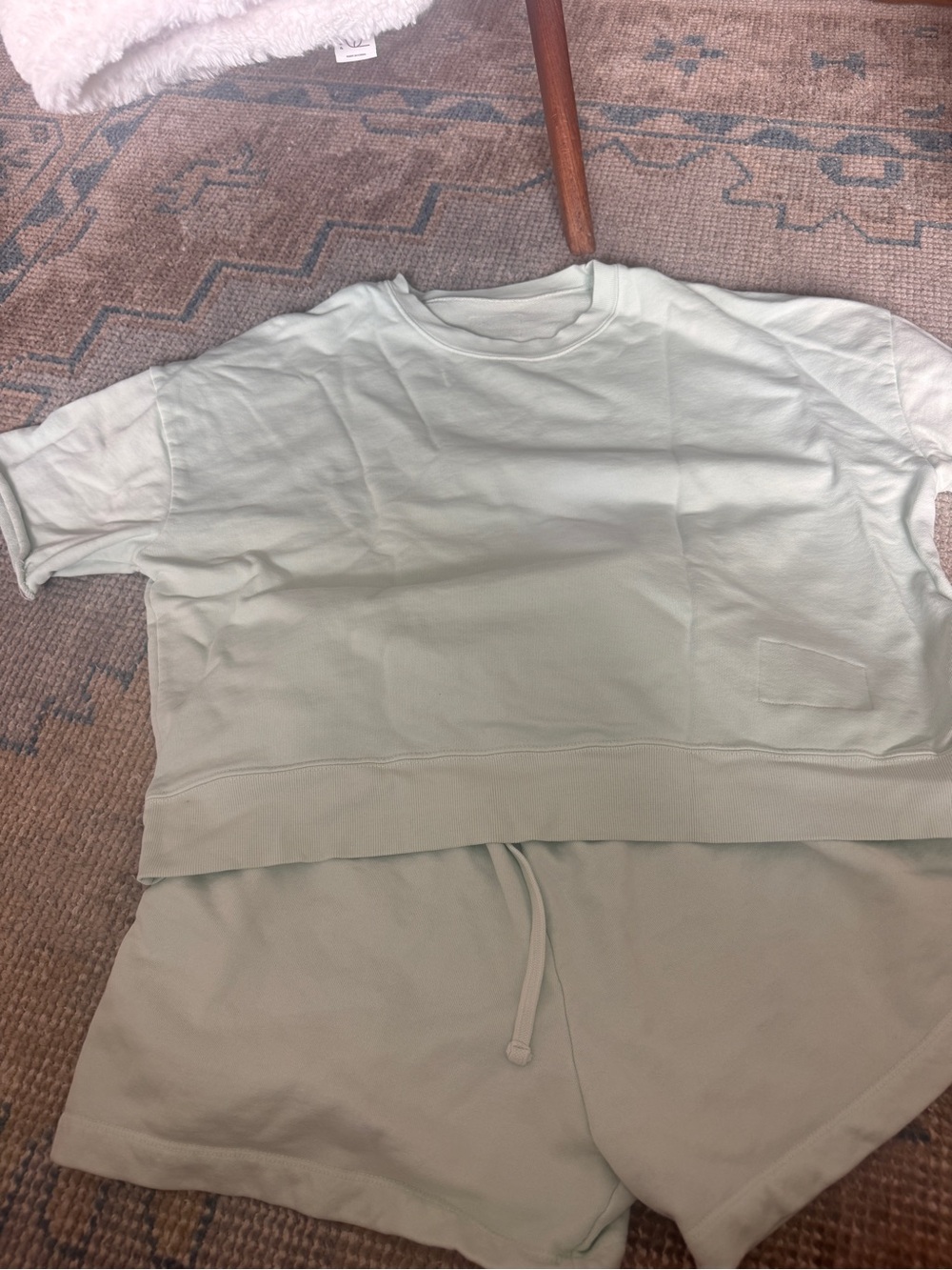 Daily Drills Mint Green Short Sleeve Sweatshirt & Shorts Set